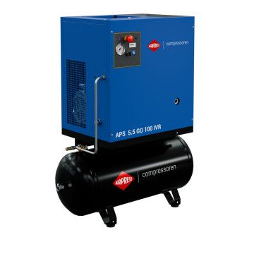 Schroefcompressor APS 5.5 GO 100 Combi IVR 5.5 pk/4 kW 10 bar 498 l/min 100 l Schroefcompressor APS 5.5 GO 100 Combi IVR 5.5 pk/4 kW 10 bar 498 l/min 100 l