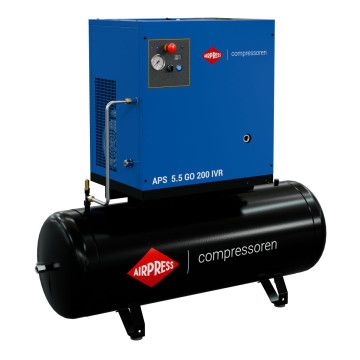 Schroefcompressor APS 5.5 GO 200 Combi IVR 5.5 pk/4 kW 10 bar 498 l/min 200 l Schroefcompressor APS 5.5 GO 200 Combi IVR 5.5 pk/4 kW 10 bar 498 l/min 200 l