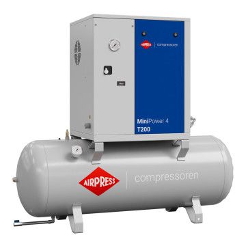 Schroefcompressor MiniPower 4 T200 | 4.0 pk / 3.0 kW | 385 L/min | 200 l