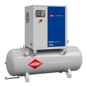 Schroefcompressor MiniPower 5 T200 | 5.5 pk / 4.0 kW | 485 l/min | 200 l