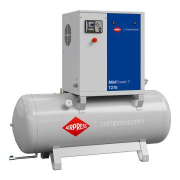 Schroefcompressor MiniPower 7 T270 | 7.5 pk / 5.5 kW | 650 l/min | 270 l