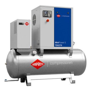 Schroefcompressor MiniPower 5 TDG270 | 5.5 pk / 4.0 kW | 485 l/min | 270 l gegalvaniseerd