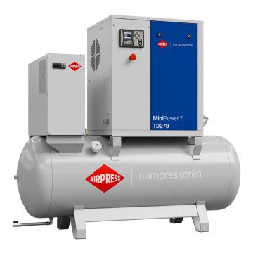 Schroefcompressor MiniPower 7 TD270 | 7.5 pk / 5.5 kW | 650 l/min | 270 l