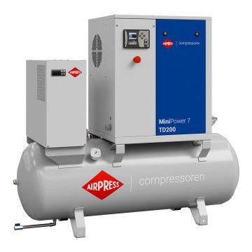 Schroefcompressor MiniPower 7 TD200 | 7.5 pk / 5.5 kW | 650 l/min | 200 l