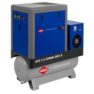 Schroefcompressor APS 7.5 Combi Dry X 10 bar 7.5 pk/5.5 kW 690 l/min 200 l - Verhuur
