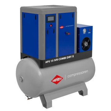 Schroefcompressor APS 15 IVR Combi Dry X 10 bar 15 pk/11 kW 380-1500 l/min 500 l - Verhuur