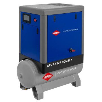 Schroefcompressor APS 7.5 IVR Combi X 10 bar 7.5 pk/5.5 kW 170-760 l/min 200 l - Verhuur