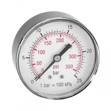 Manometer 1/4" achteraansluiting 0-25 bar