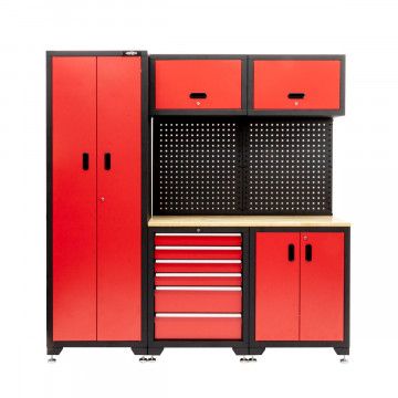 Werkplaatsinrichting modulair 4 kasten 6 lades wandbord