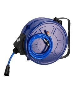 Luchtslanghaspel wandmodel 15 bar 18 m 3/8" 13.5 x 9.5 mm PU draaibaar met accessoires