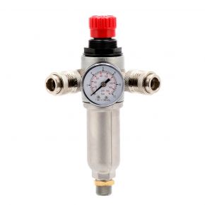 Reduceerventiel met reiniging combinatie 3/8" 12 bar met 2 universele snelkoppelingen