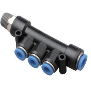 Insteekkoppeling manifold 4 x 8 mm en 3/8" buitendraad
