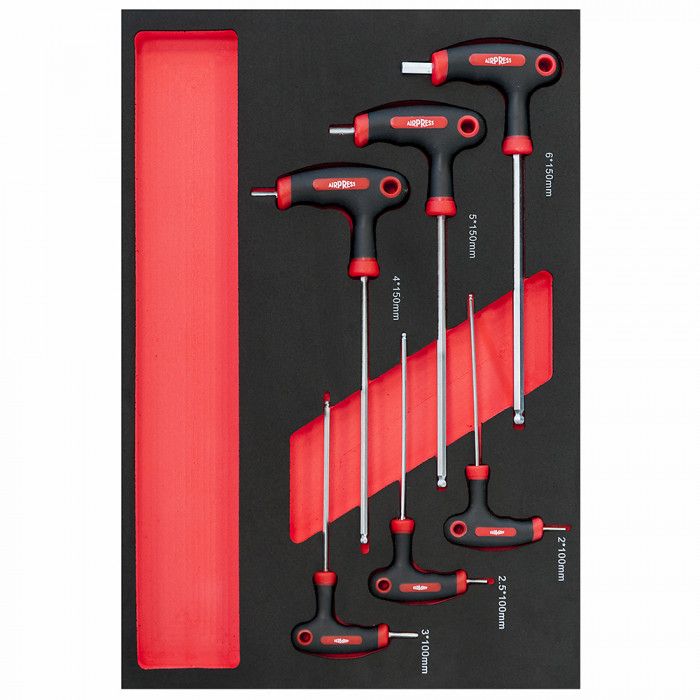 Set sleutels met ergonomische T-greep (6 stuks) professionele gereedschapswagen 447 delig