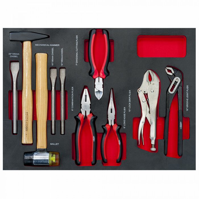 Set tangen en hamers (10 stuks) professionele gereedschapswagen 447 delig